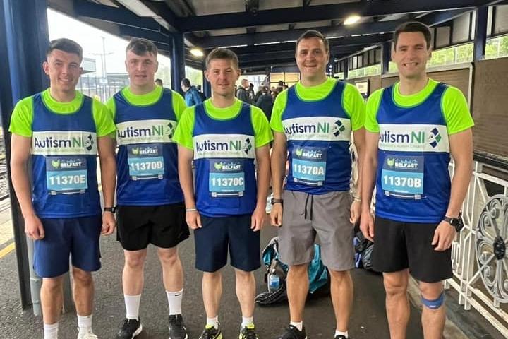 John Robinson, Philip Martin, Adam Barr, Chris Adams and Mark Surgenor raised £2,105 for Make a Wish Foundation and Autism NI.