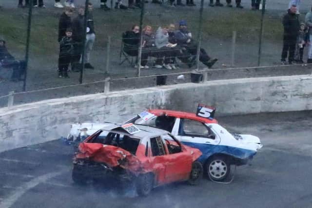 Banger racing action at Tullyroan Oval