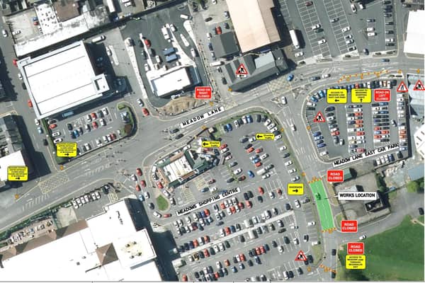 The traffic management scheme at the Meadows Shopping Centre in Portadown. Picture: released by NI Water
