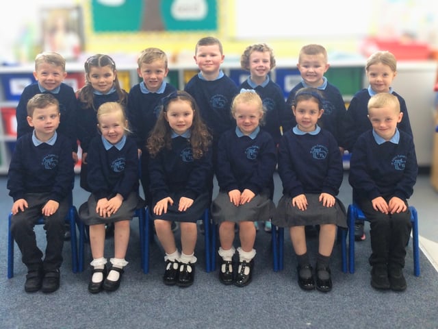 The new Primary 1 class at St John's, Eglish.