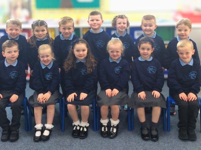 The new Primary 1 class at St John's, Eglish.