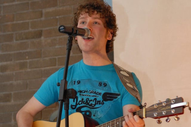 On stage with the Rattling Locks at the Battle of the Bands in First Larne Presbyterian Church Halls in 2010. LT32-326-PR