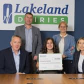 Lakeland Dairies Bursary recipient Victoria Currie from Ballymoney with her parents Robert and Cynthia and Liz Shouldice, Chief People Officer and Pat Shiels, Chief Strategy & Member Officer, Lakeland Dairies.