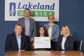 Lakeland Dairies Bursary recipient Victoria Currie from Ballymoney with her parents Robert and Cynthia and Liz Shouldice, Chief People Officer and Pat Shiels, Chief Strategy & Member Officer, Lakeland Dairies.