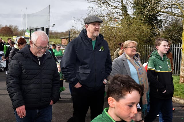 Sinn Fein MLA for Upper Bann, John O'Dowd, took part in the St Paul's GAC parade on St Patrick's Day. LM12-218.