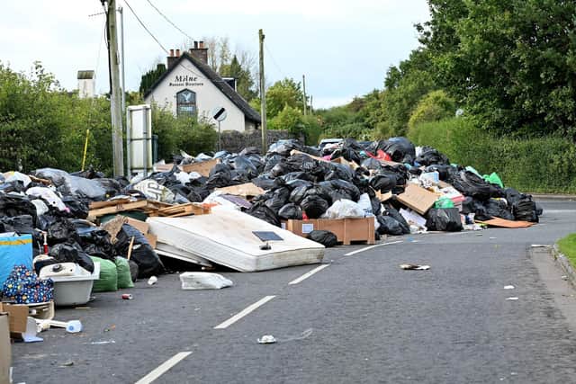 16th September 2022 Fly tipping outside Newline recycling centre in Portadown after council workers have gone on strike Mandatory Credit  Stephen Hamilton/Presseye