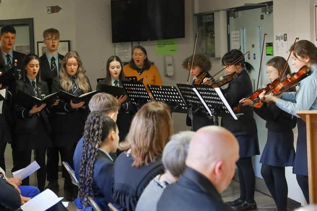 Guests were entertained by some beautiful musical performances during the remembrance service held in Cookstown High School.