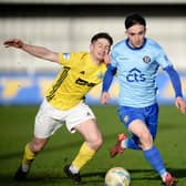 Michael Leddy, in action against Moyola Park, scored two goals during Warrenpoint's 3-0 victory away to Coagh. Pic: Brendan Monaghan
