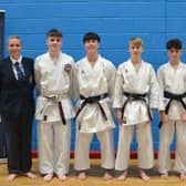 Michael O'Neill takes Gold and Oliver Jackson takes Silver in Under 18 Kata at recent KUGB Grandslam in Derby