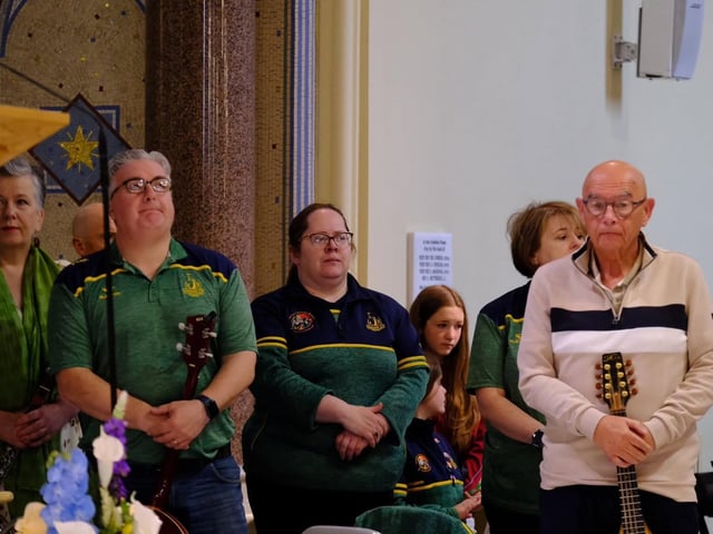 Musicians attending the International Mass at St Peter's Church in Lurgan, Co Armagh