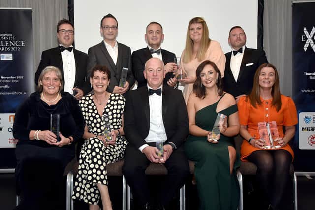 The award winners at the Larne Times Business Excellence Awards dinner at the Ballygally Castle Hotel. LT48-209.