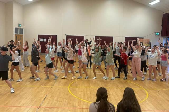 Rehearsals are in full swing for Lisnagarvey Youth's production of Shrek the Musical. Pic Credit: LODS
