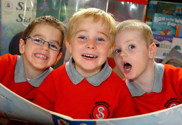 Daniel, Ruben and Zak certainly enjoyed reading time on their first day at Maghera Primary School in 2007.