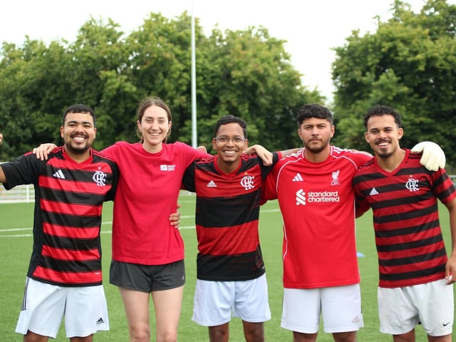 Standing shoulder to shoulder at the Lurgan Against Racism 5-a-side tournament and fun day.