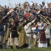 Flaming arrows igniting the funeral pyre
