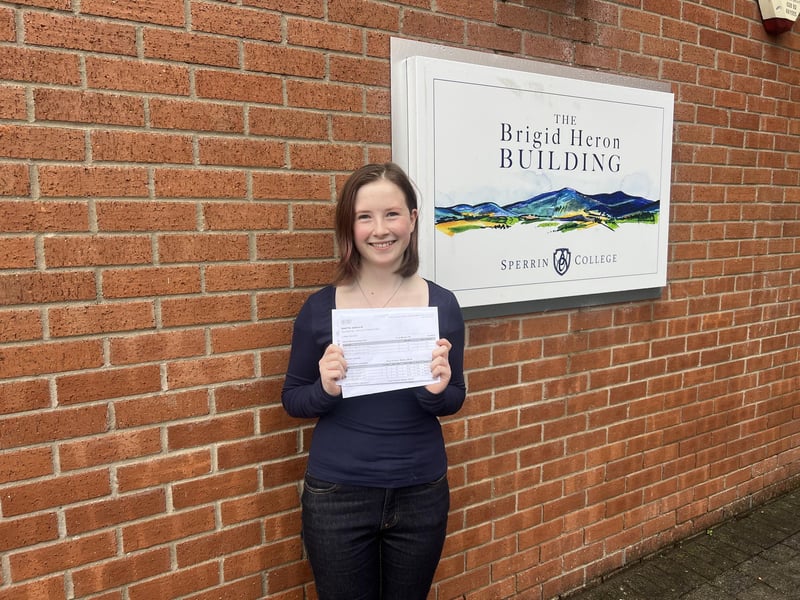 A smile from Sarah Martin who received her GCSE results at Sperrin Integrated College on Thursday.