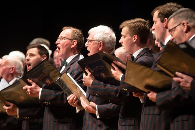 Portadown Male Voice Choir members in fine voice at the choir's annual concert. PT16-240.