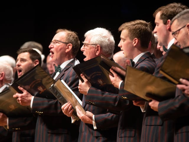 Portadown Male Voice Choir members in fine voice at the choir's annual concert. PT16-240.