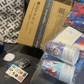 Supplies for a five-year-old's birthday party were in one of the Amazon parcels discovered by police. Picture: PSNI