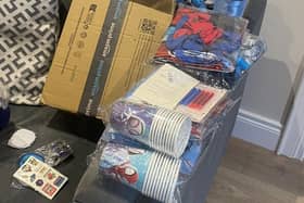 Supplies for a five-year-old's birthday party were in one of the Amazon parcels discovered by police. Picture: PSNI
