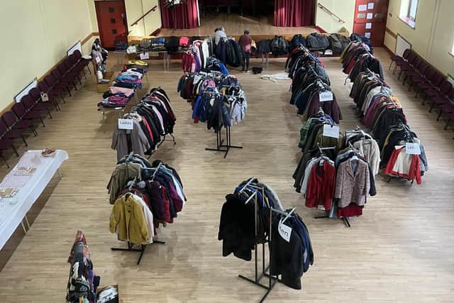 Some of the donations of coats, hats, gloves and scarves given to Thomas Street Methodist Church who ran a very successful Winter Coat Project this week. They were shared  among more than 50 families in the Portadown, Craigavon areas.