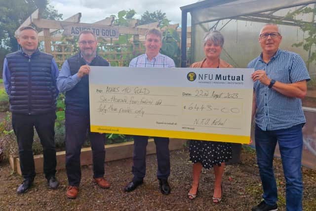 NFU Mutual Agents and their staff at the Causeway agency recently nominated local charity Ashes to Gold, to receive funding. Credit Ashes to Gold