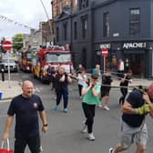 Firefighters have expressed their thanks to Mayor of Mid and East Antrim Borough Council, Alderman Gerardine Mulvenna who assisted them in Larne.  Photo: Alistair Carmichael