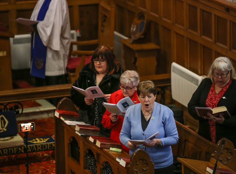 Members of the Magheragall Branch led the singing during the anniversary service. Pic by Norman Briggs, rnbphotographyni