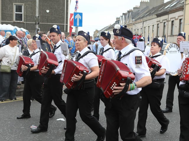 The parade makes its way through Larne town centre.
