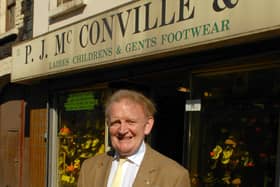 Jarlath McConville outside his North Street Shop. LM30-102gc