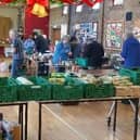 Volunteers helping to prepare Christmas hampers at Larne Foodbank. Photo submitted by Larne Foodbank
