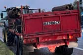 Police 'escorted' this tractor off the M1 near Lurgan. Picture: PSNI