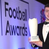 Rathfriland's Matthew Holloway collects his award after being named on the NIFL PIL Team of the Year.