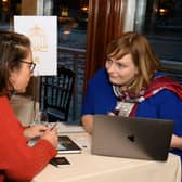 Claire O'Kane, Mussenden Sea Salt (right), meeting a French luxury travel buyer at a networking event in Paris organised by Tourism Ireland