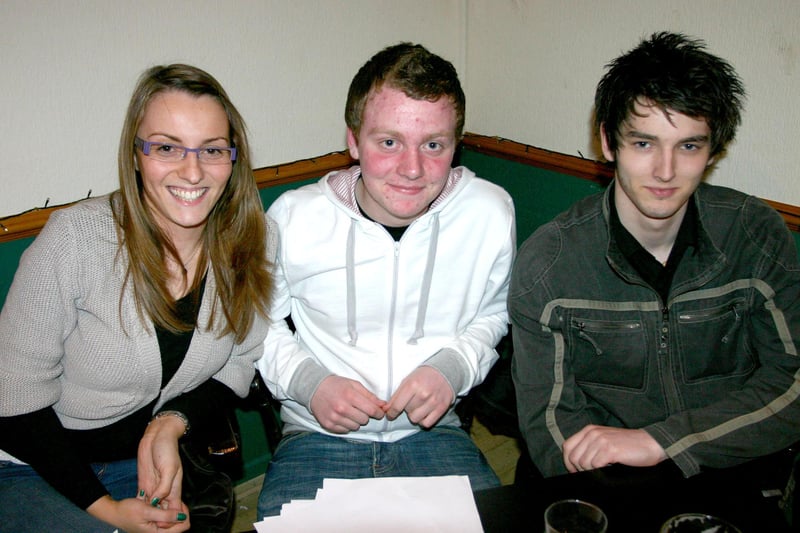 Quizmasters Gemma Sloan, Mark Blair and Bobby Hanna pictured at a Charity Quiz held in the Bush Tavern in 2008