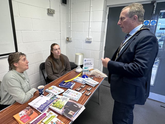 ABC Deputy Lord Mayor, Alderman Lavelle McIlrath pictured during the Virtual Dementia Tour and Autism Reality Experience mobile bus visit to Tandragee.