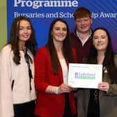 Lakeland Dairies staff presented three financial awards. Megan Ross from Ballymena who is studying for a BSc (Hons) Degree in Food Innovation Management and Sam Maxwell from Augher a BSc (Hons) Degree in Sustainable Agriculture student received Bursary Awards. Hannah McClelland from Coleraine, a second year student on the BSc (Hons) Degree in Food Business Management course received a Scholarship award.