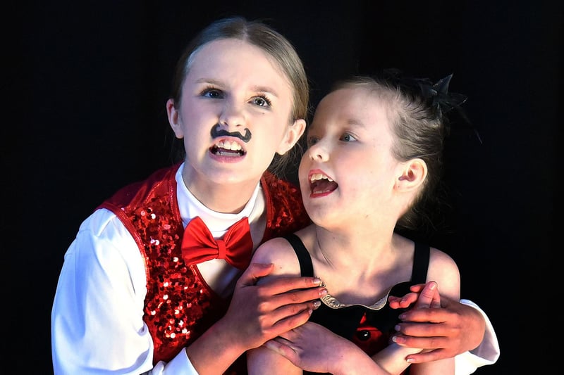 Anything You Can Do...Sisters Alice and Eliza Mackle performing the famous song from 'Annie Get Your Gun' at Portadown Music Festival on Monday. Their performance earned them the gold medal in the class. PT13-211.