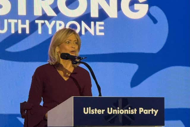 Diana Armstrong, the new Ulster Unionist MLA for Fermanagh and South Tyrone, addressing the party conference for the first time.