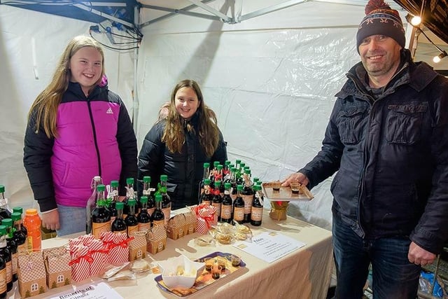 Checking out some of the seasonal fare on offer at the mini Christmas market in Markethill.