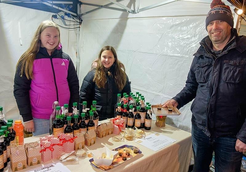 Checking out some of the seasonal fare on offer at the mini Christmas market in Markethill.