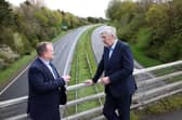 Minister John O’Dowd has announced a significant milestone for the A1 Junctions Phase 2 Road Improvement Scheme as the first phase of procurement commences this week. The Minister is pictured on site at the A1 with Jonathan Saulters, DfI Transport and Road Asset Management, Director of Major Projects.
