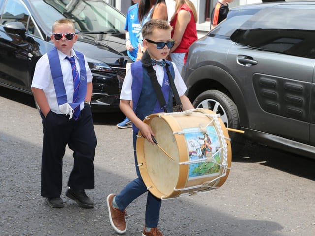 Ballymoney, Rasharkin, Cloughmills, Bushmills and Ballycastle were in attendance at the Twelfth demonstration in Ballymoney with a total of 43 Lodges and 22 bands.