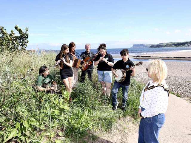 Mayor of Causeway Coast & Glens Borough Council, Cllr Dawn Huggins enjoying some traditional music at the Lammas Fair in Ballycastle.