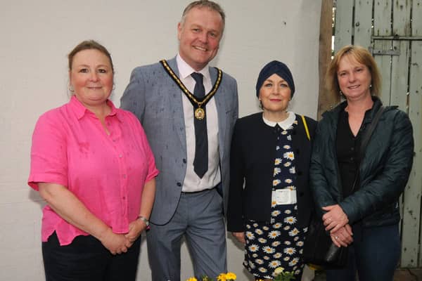 Pictured at the community garden opening, Deidre Shannon, Deputy Lord Mayor Kyle Savage, Allison Harrison and Julie Reynolds. Pic: Gary Gardiner.