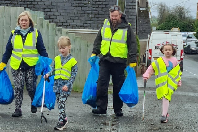 Volunteers picking up litter in Cairncastle