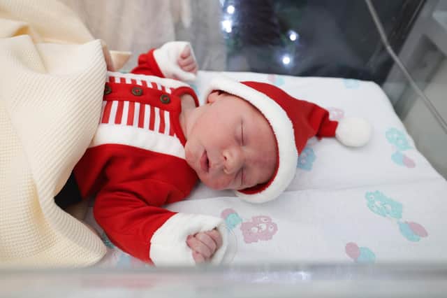 Christmas Day baby Arlow Fox who was born in the Royal Victoria Hospital, Belfast.