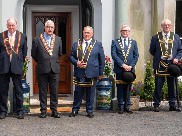 Some of the top RBP officers pictured at Scarvagh House on Saturday. TH 107.