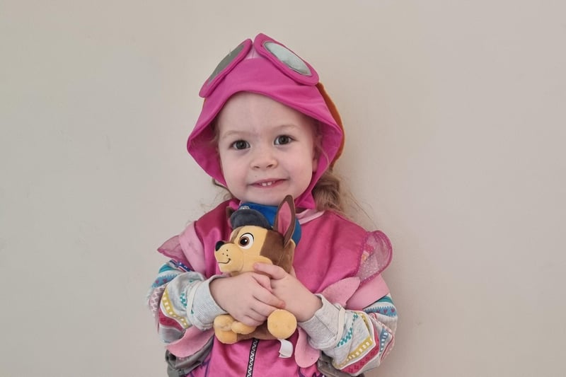 Chloe Kennedy as Skye from Paw Patrol all ready for World book Day at Aghadowey pre-school nursery.