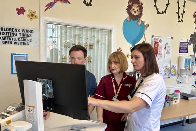 Dr Martin Hanna, Consultant Paediatrician; Lesley Kennedy, Paediatric Asthma & Allergy Nurse Specialist and Anne Marie Campbell, Allergy Dietitian. Credit: Supplied